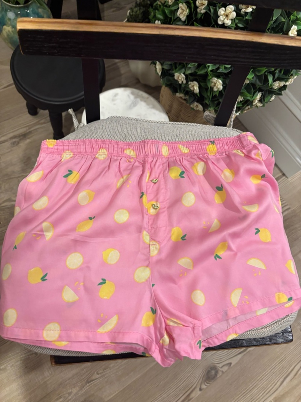 Women's Pink Lemon Print Boxer Shorts NWOT - Size Medium